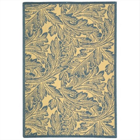 Safavieh 4 Ft. X 5 Ft. -7 In. Small Rectangle Indoor-Outdoor Courtyard- Natural And Blue- Machine Made Rug CY2996-3101-4